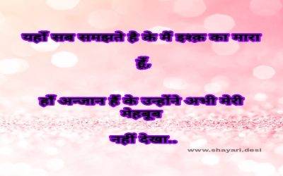 यहाँ सब समझते है के मैं इश्क़ का मारा हूँ, हाँ अन्जान हैं के उन्होंने अभी मेरी मेहबूब नहीं देखा..